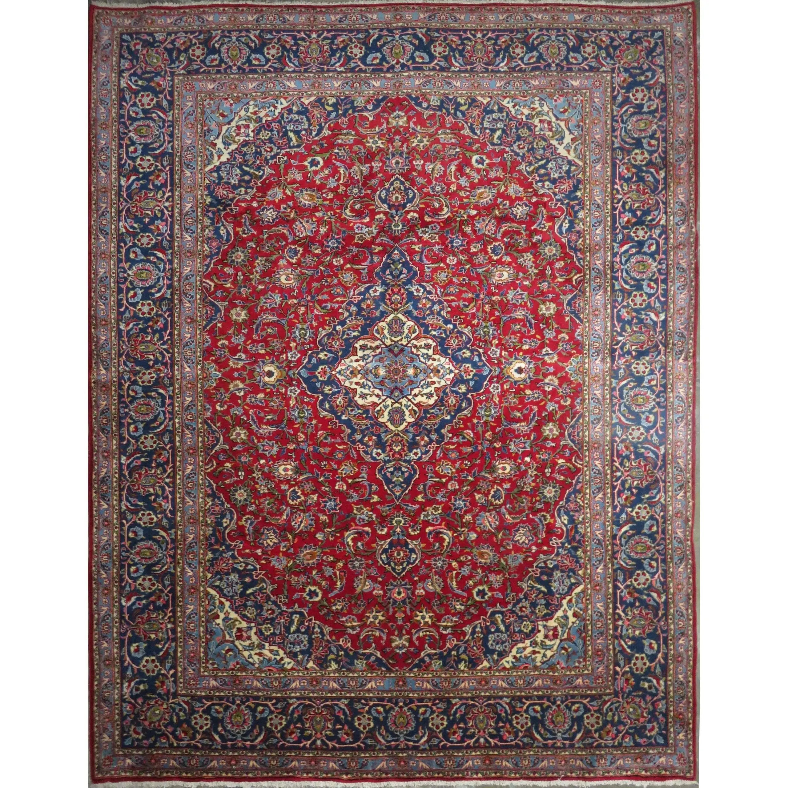 Hand-Knotted Persian Wool Rug _ Luxurious Vintage Design, 12'6" X 9'8", Artisan Crafted